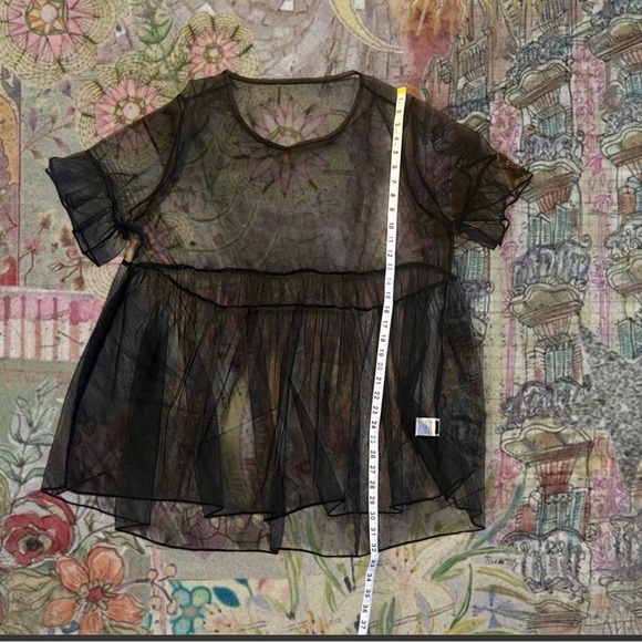 Sheer Black Ruffle Top - Picture 3 of 3